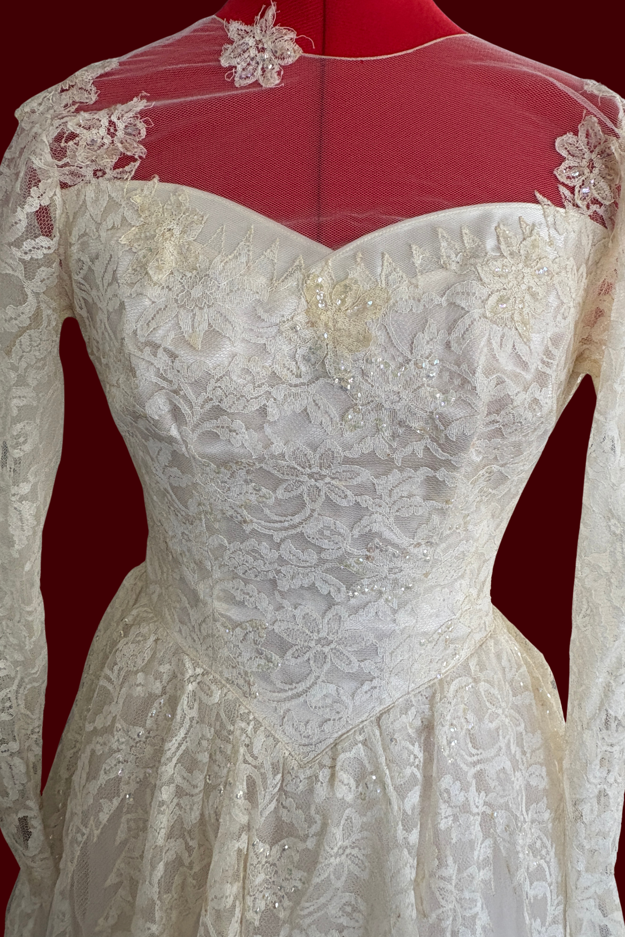 1950's Sweetheart Illusion Top Wedding Dress
