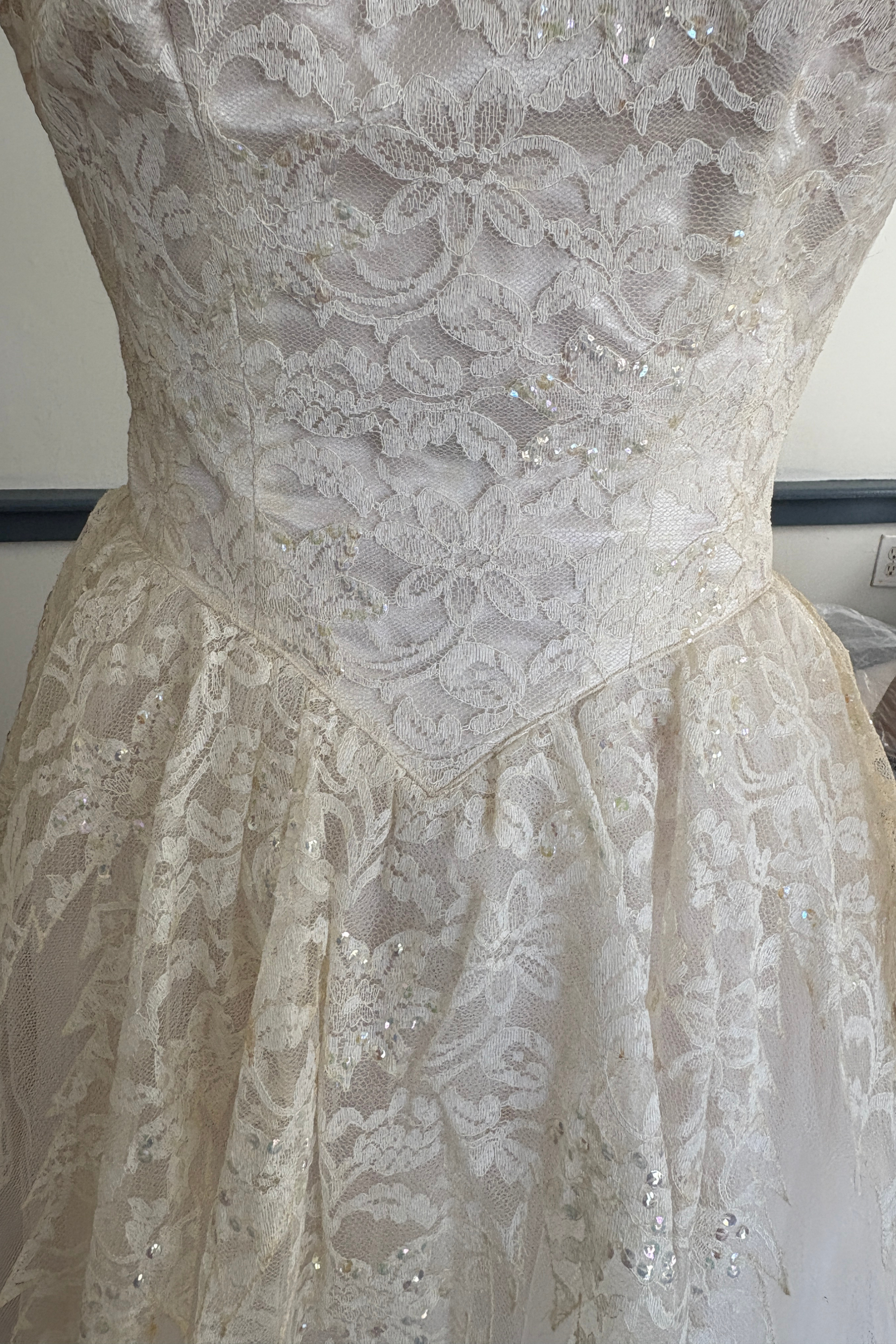 1950's Sweetheart Illusion Top Wedding Dress
