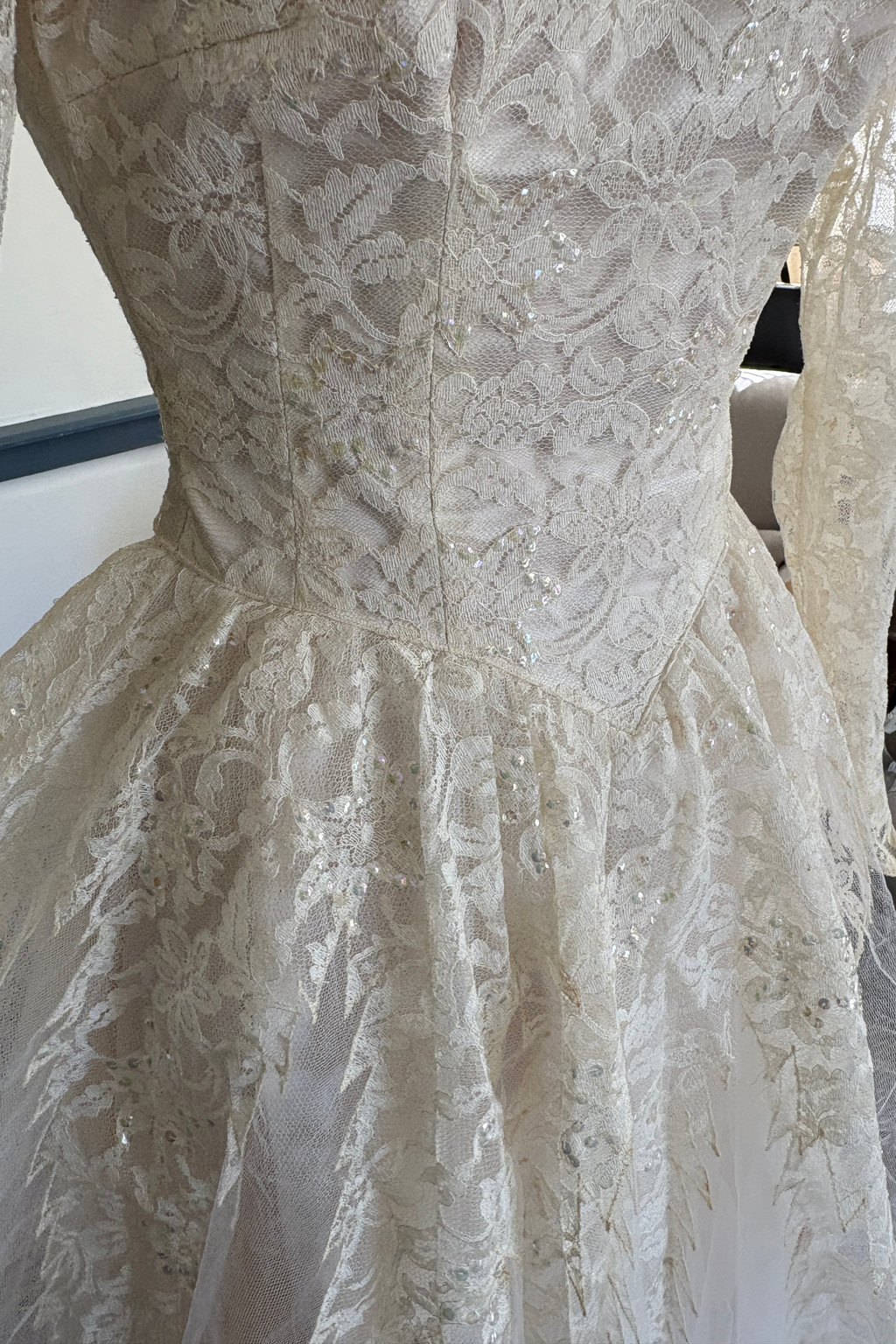 1950's Sweetheart Illusion Top Wedding Dress
