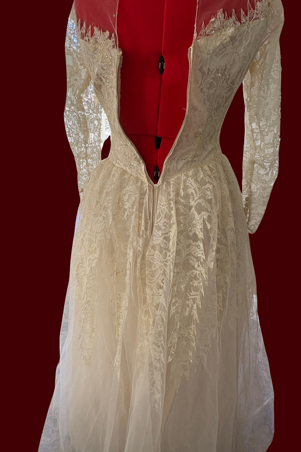 1950's Sweetheart Illusion Top Wedding Dress
