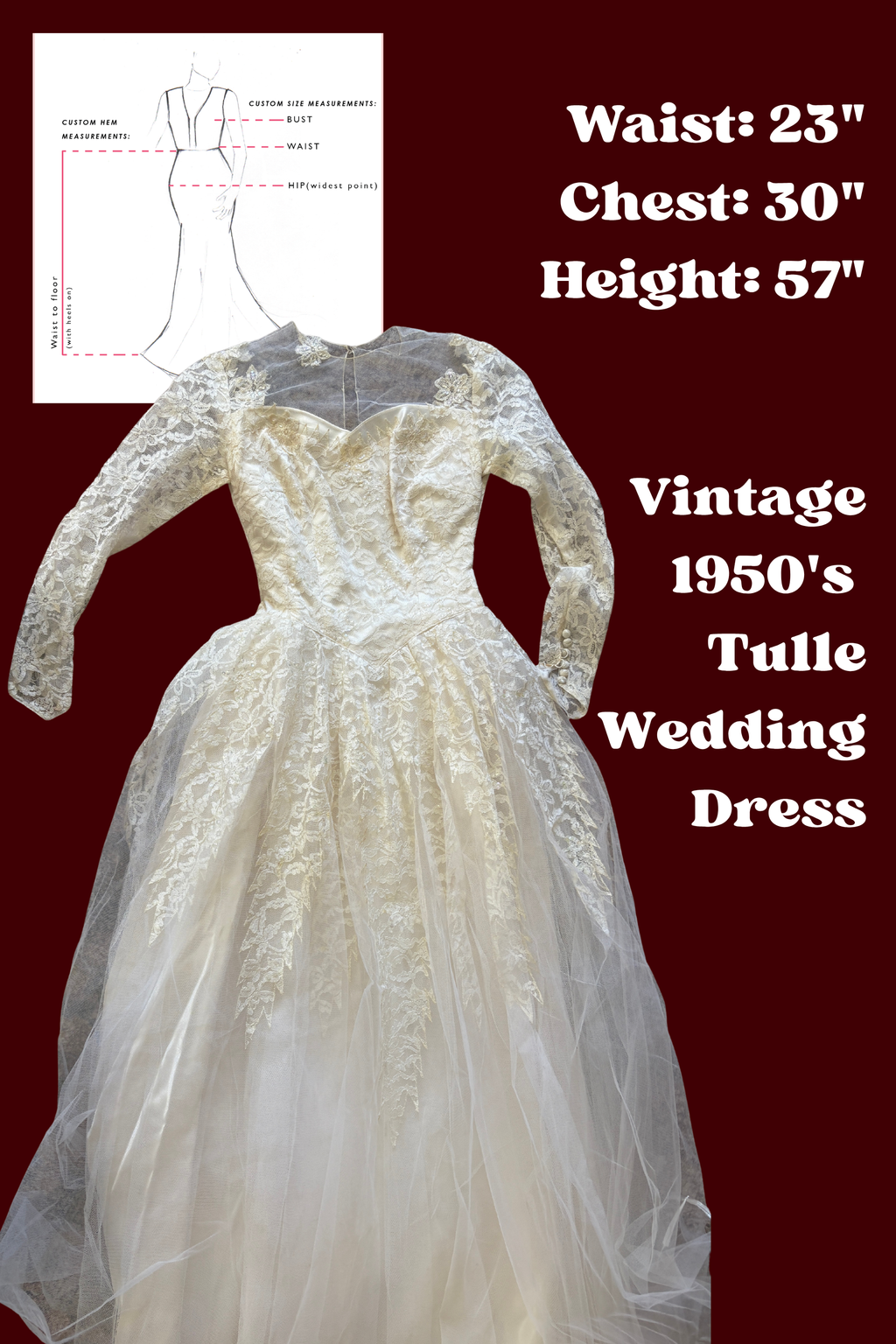 1950's Sweetheart Illusion Top Wedding Dress