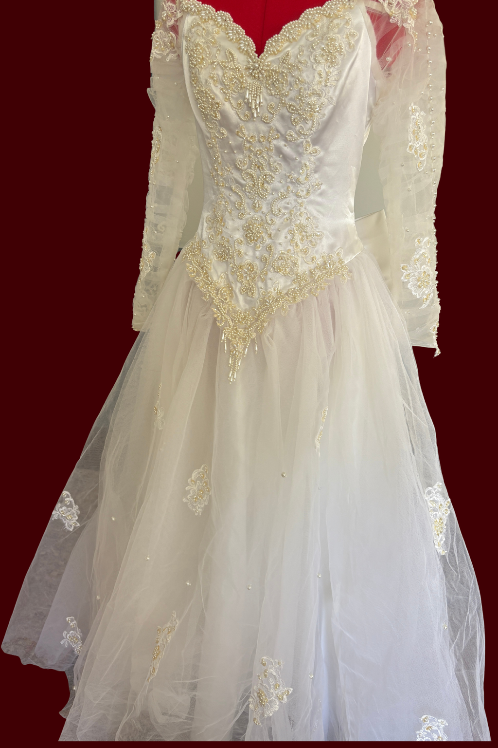 Beaded Vintage Cinderella Wedding Dress with Tulle Skirt