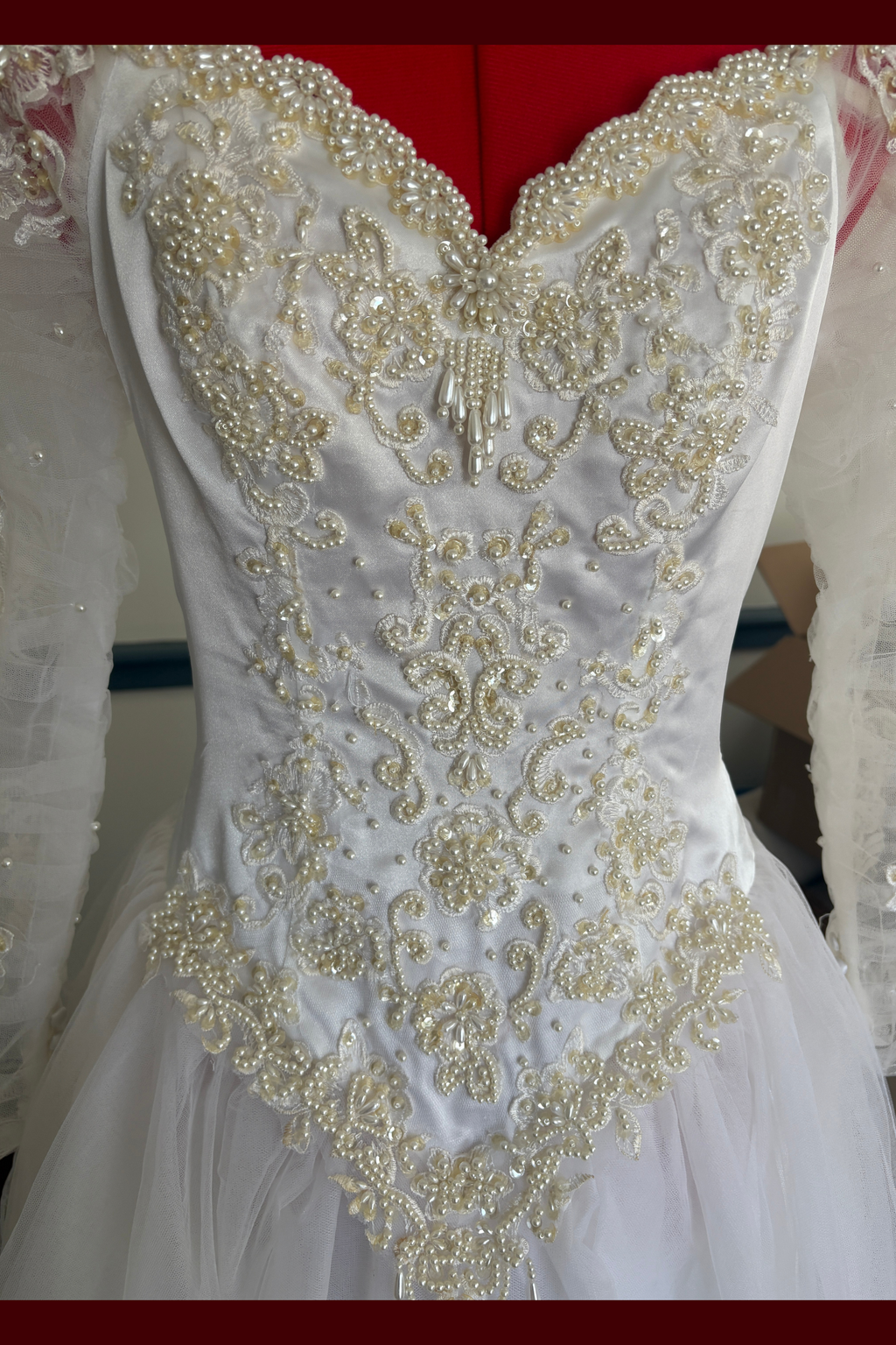 Beaded Vintage Cinderella Wedding Dress with Tulle Skirt