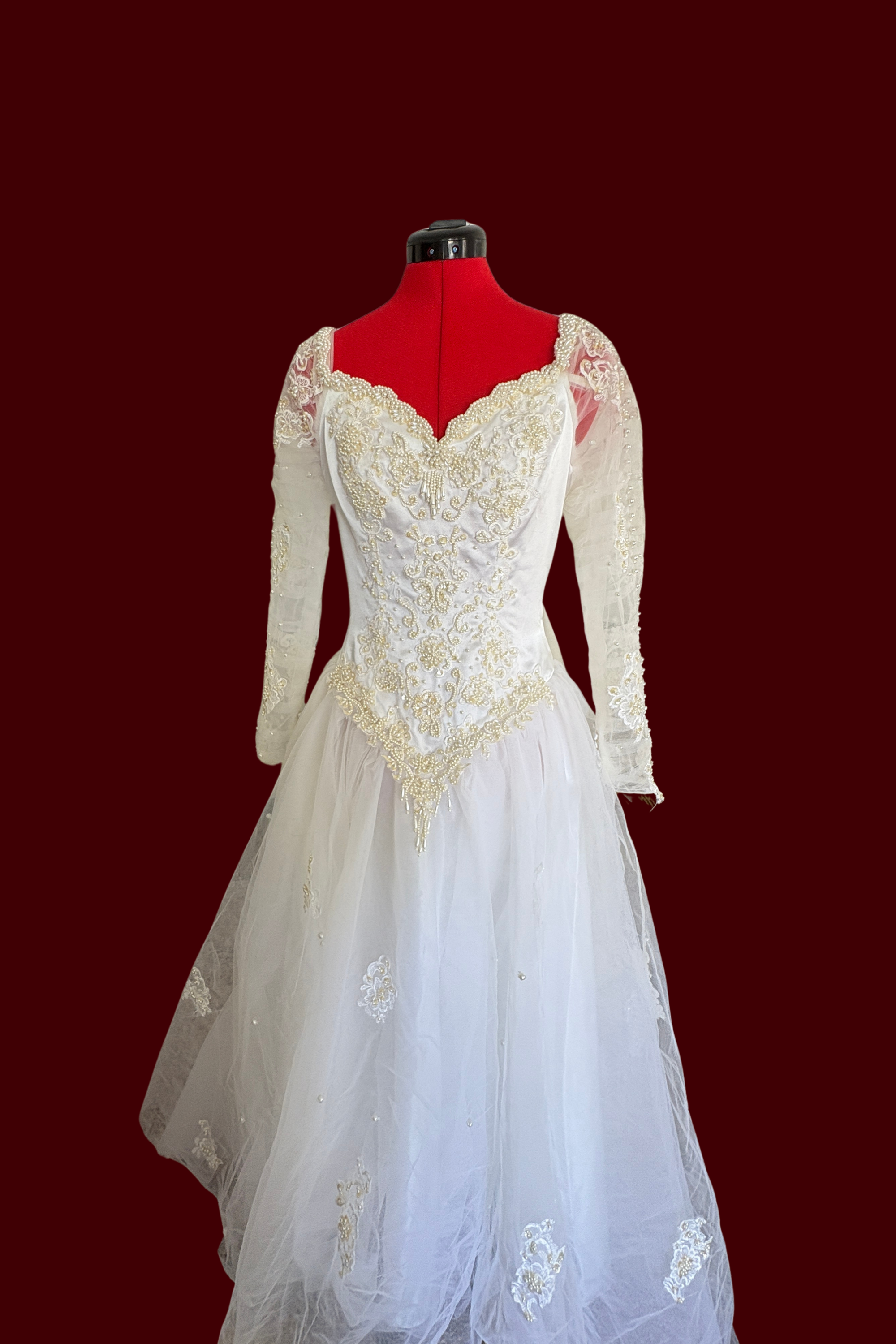 Beaded Vintage Cinderella Wedding Dress with Tulle Skirt