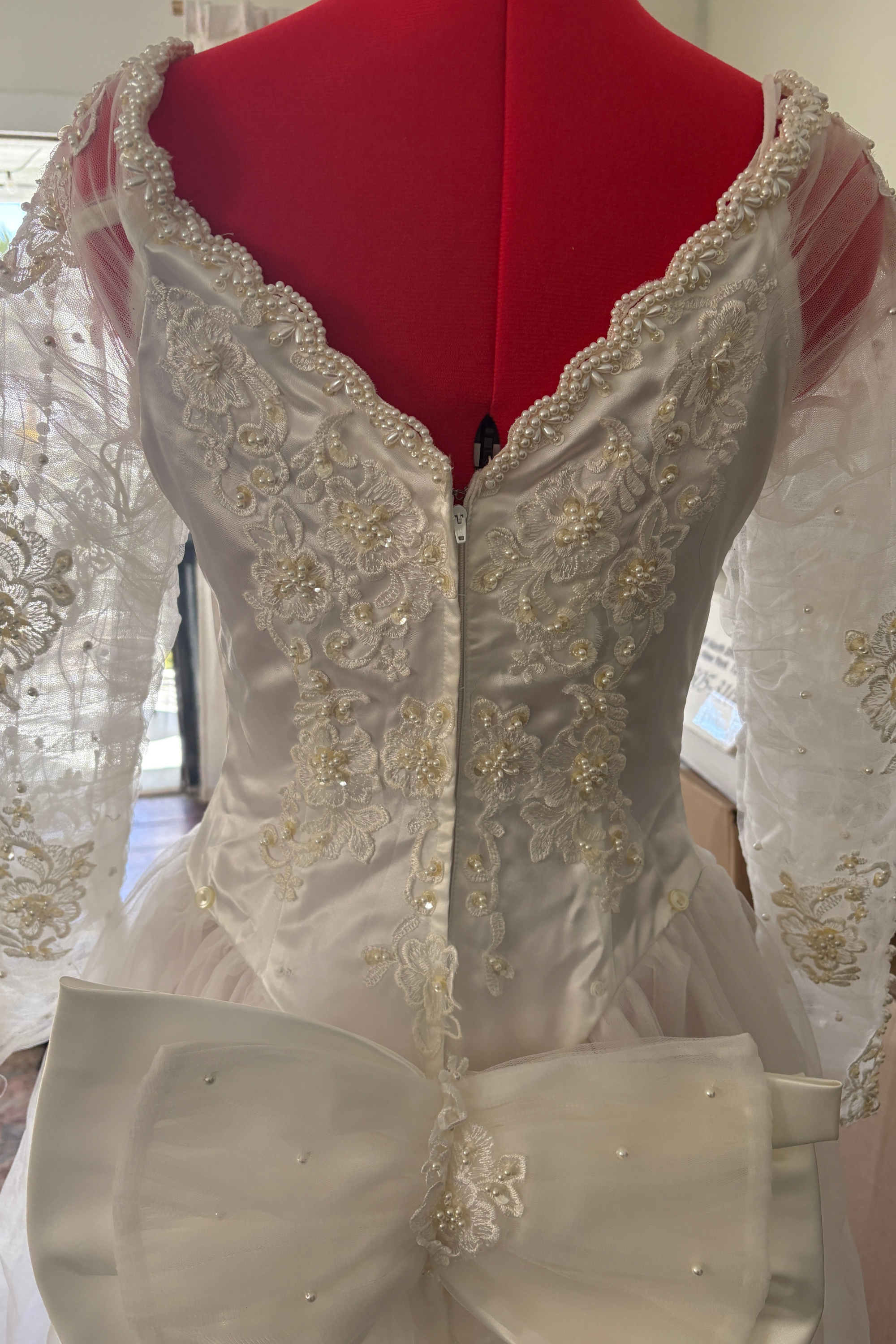 Beaded Vintage Cinderella Wedding Dress with Tulle Skirt