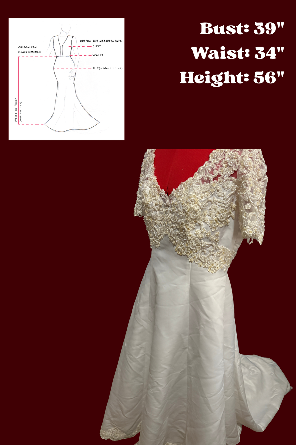 Vintage Cap Sleeve Wedding Dress with long train and Bustle, White and lace cap sleeve wedding dress, vintage bridal gown