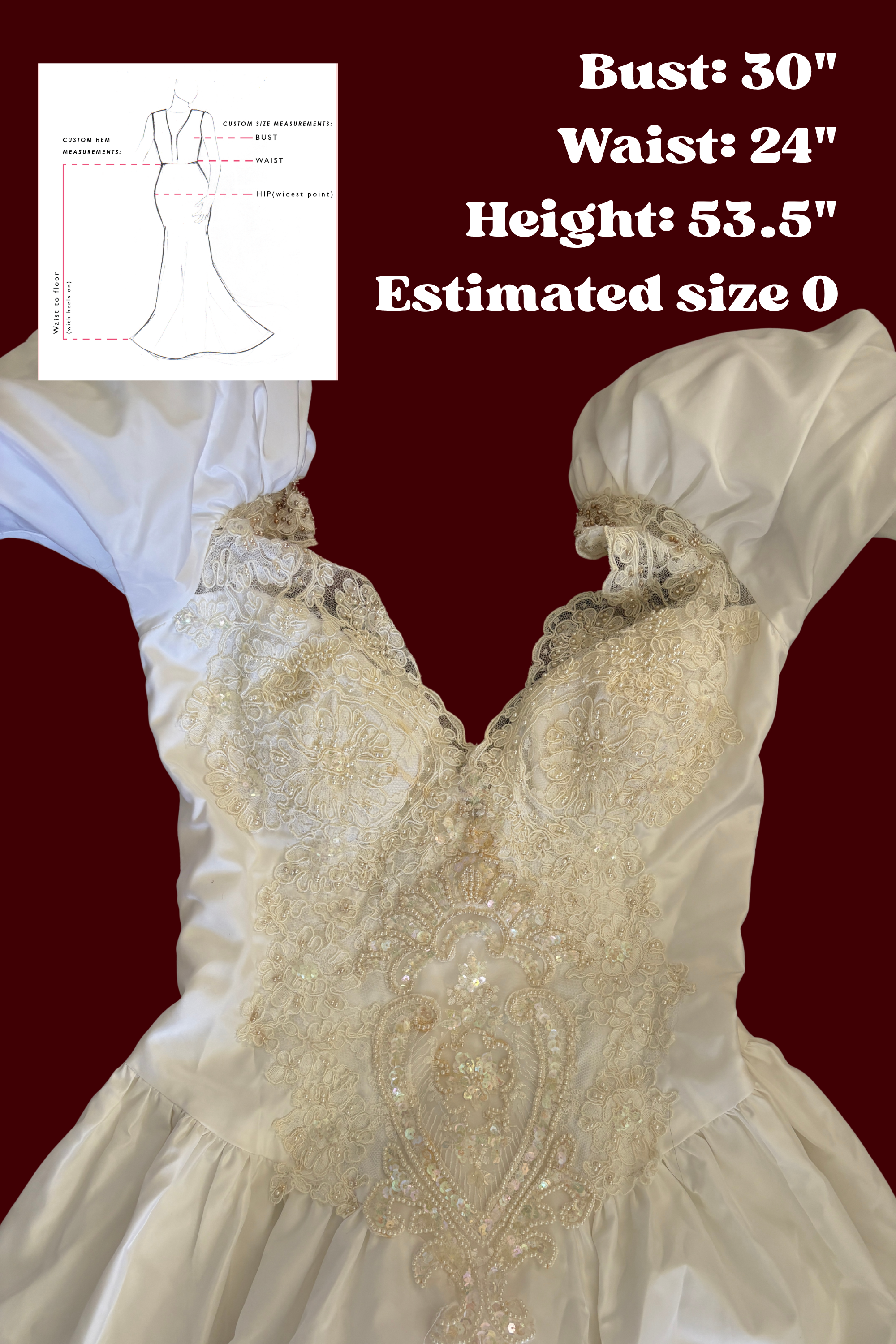 Vintage Puff Sleeve Wedding dress with Long Train